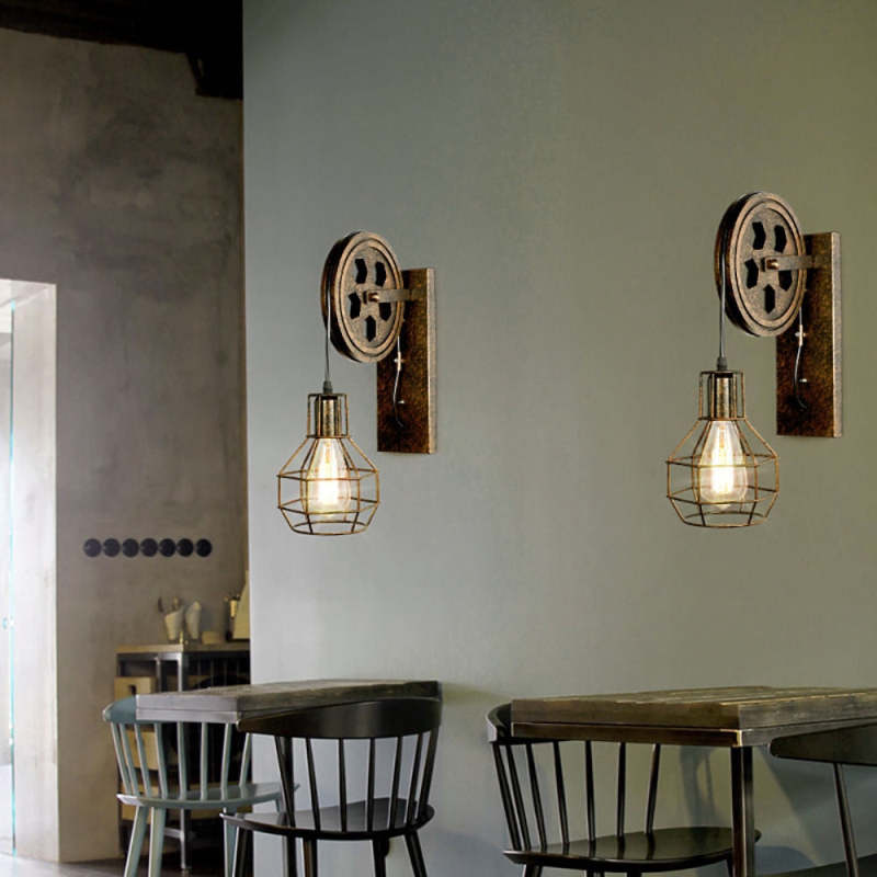 Silva Vintage Industrial LED Aplique de Pared Bronce/Negra