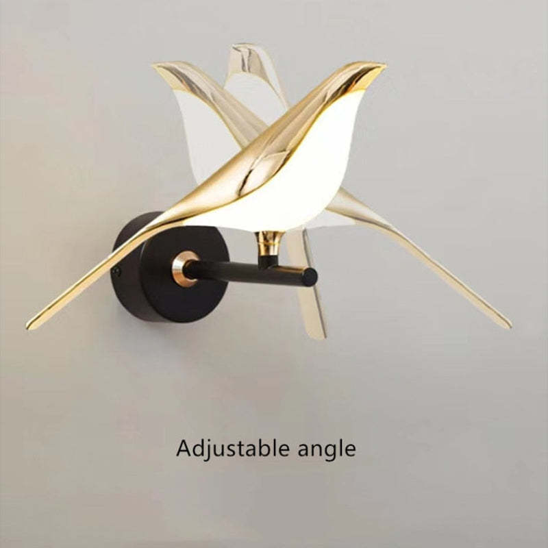 Arisha Decorativo Pájaro Metal/Acrílico LED Aplique de Pared Dorada