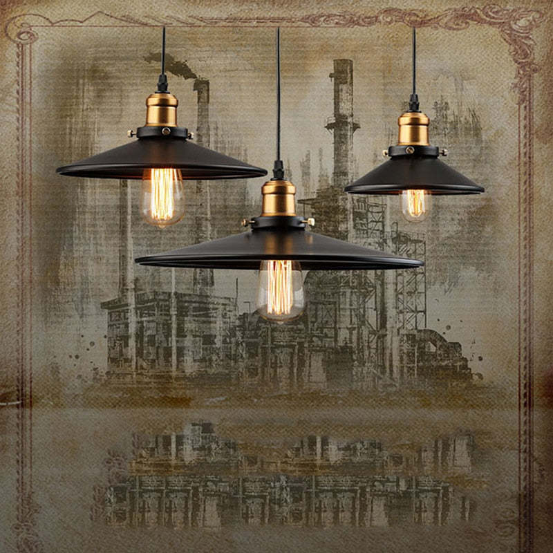 Arisha Industrial Domo Metal Lámpara Colgante Negra