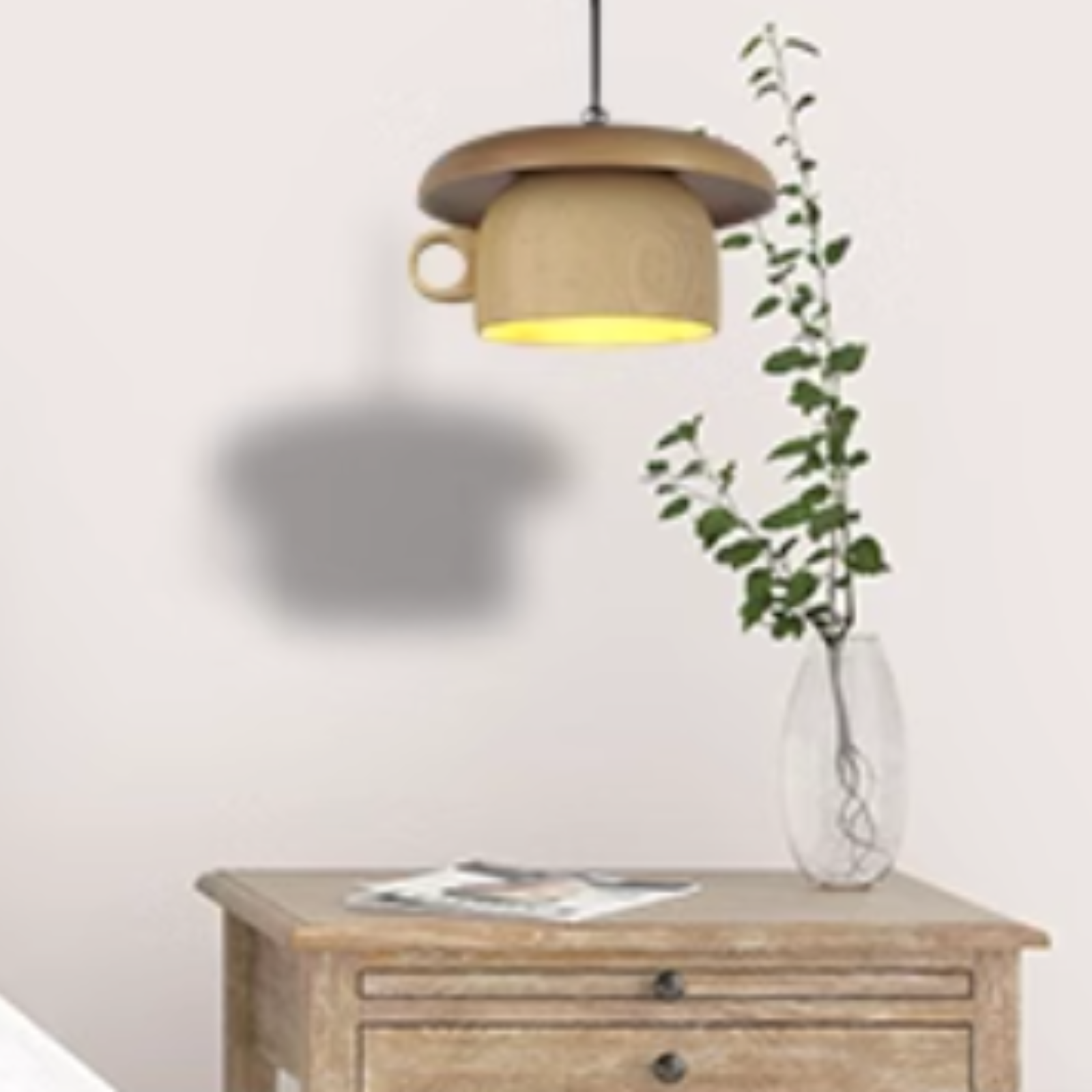 Valentina Vintage Naturaleza Madera Taza Lámpara Colgante Dormitorio