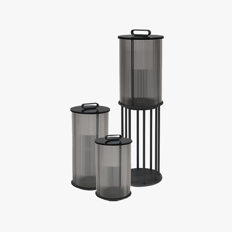 Mira Moderno Geométrico Metal/Vidrio Lámpara de Pie Exterior Negro