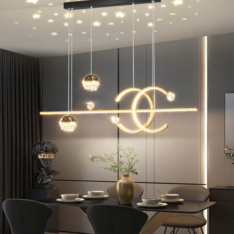 Arisha Lujo Decorativa Geométrica Metal/Cristal Lámpara Colgante Negra/Dorada