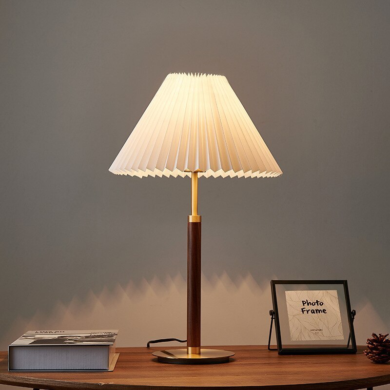 Muto Moderna Simple Metal/Tela Lámpara de Pie/Mesa, Nogal