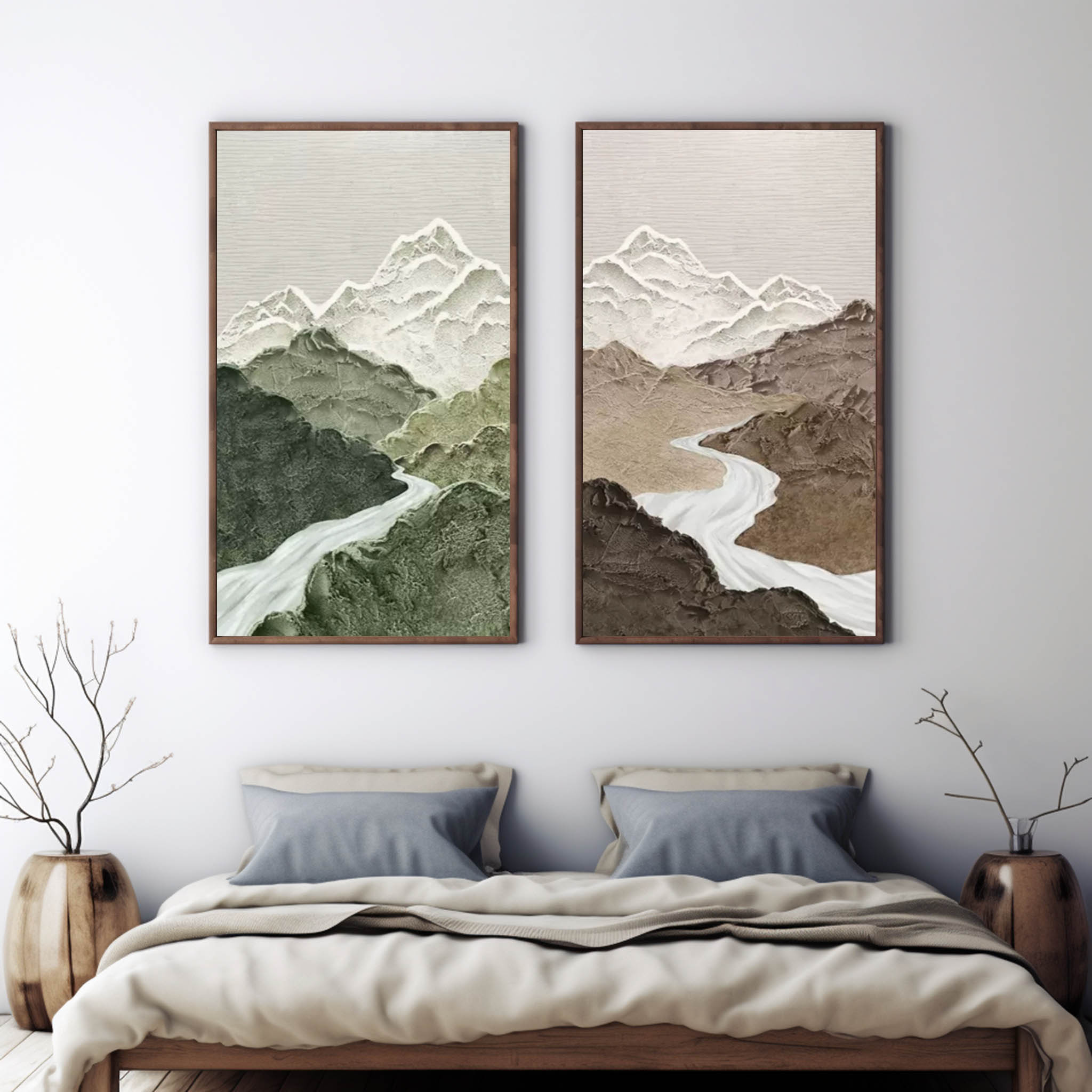 Rivers Conjunto de 2 Piezas de Arte Mural al Óleo Panorámico - Letslighting