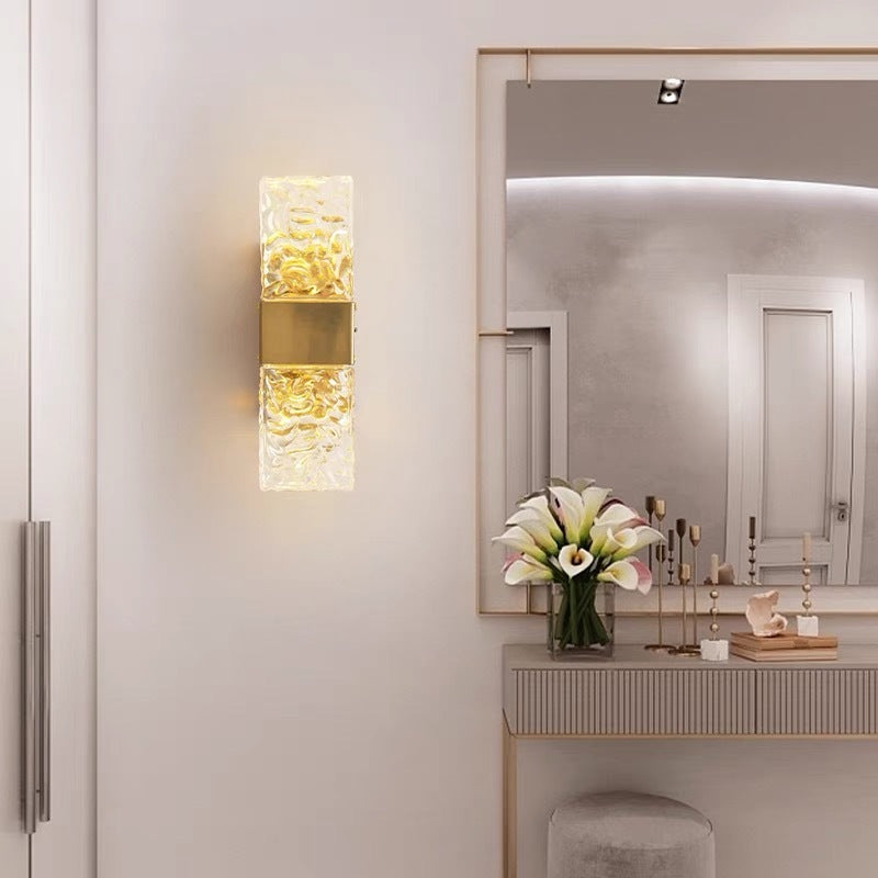 Arisha Lujo Rectangular Metal/Vidrio Aplique de Pared Dorado