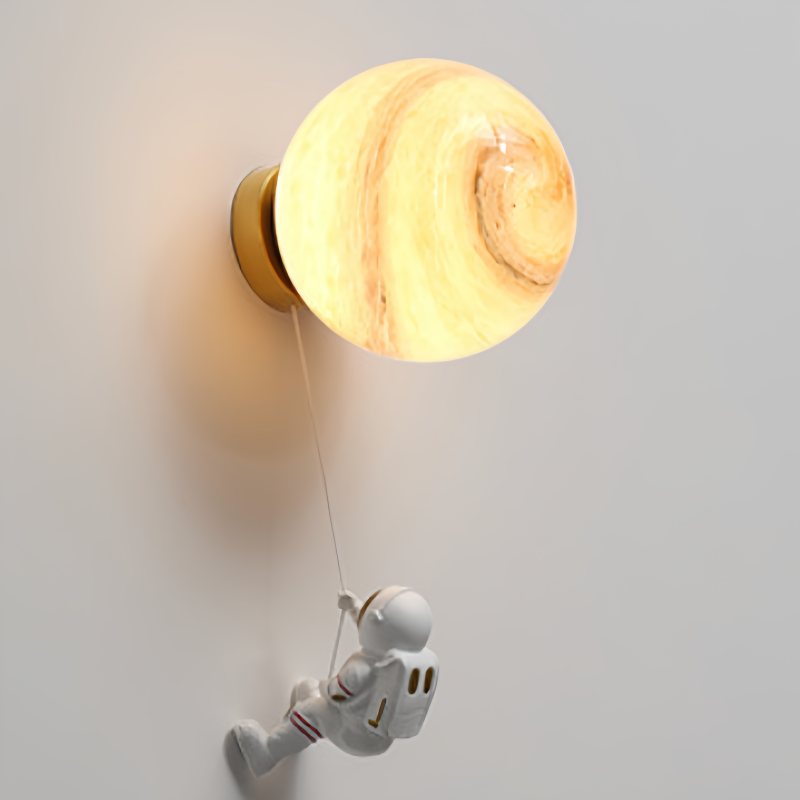 Aria Moderno Luna LED Apliques Blanco Resina Habitación Infantil
