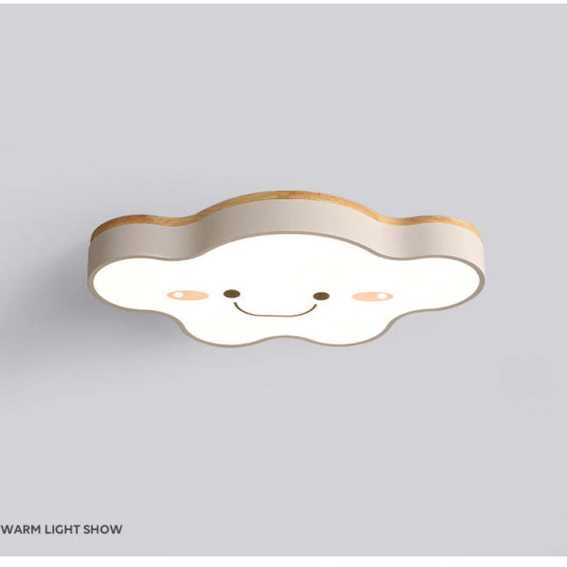 Arisha Decorativa Art Cloud Madera/Acrílico LED Lámpara de Techo Rosa/Verde/Blanca
