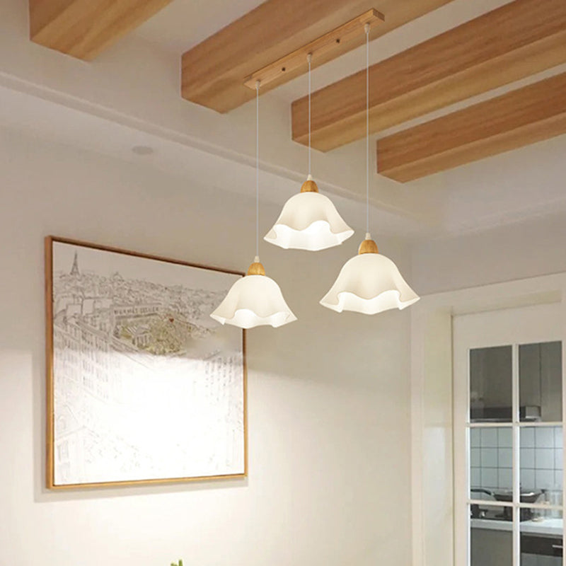 Muto Minimalista Flor Madera/Acrílico Lámpara Colgante Blanca