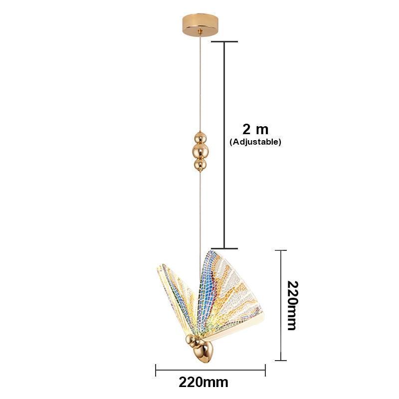 Arisha Diseña Mariposa Metal/Sílice Lámpara Colgante Dorada