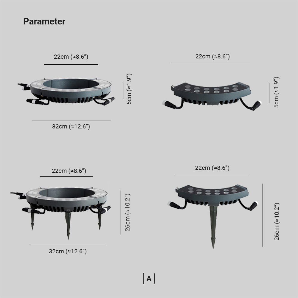 Ray Moderna Círculo Metal Vidrio Lámpara Exterior Patio