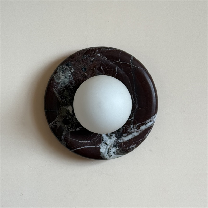 Uzorionis Nordic Art Deep Purple Red Glass Marble Sconce Wall Lamp - Lamp Copper