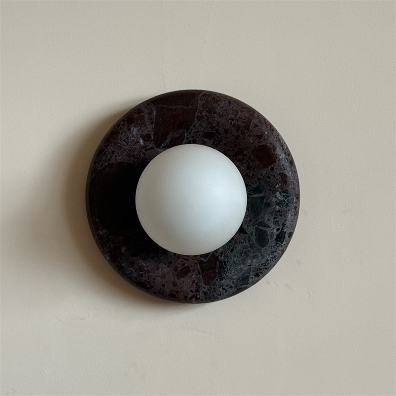 Uzorionis Nordic Art Deep Purple Red Glass Marble Sconce Wall Lamp - Lamp Copper