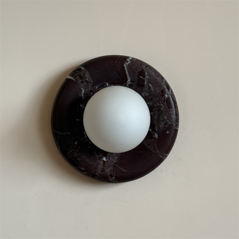 Uzorionis Nordic Art Deep Purple Red Glass Marble Sconce Wall Lamp - Lamp Copper