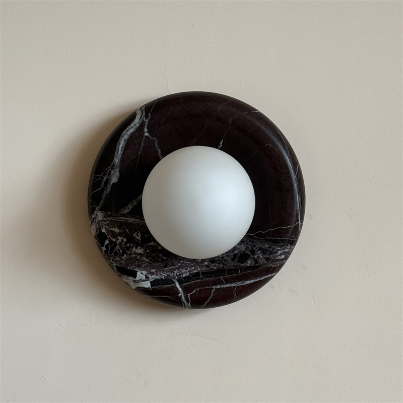 Uzorionis Nordic Art Deep Purple Red Glass Marble Sconce Wall Lamp - Lamp Copper