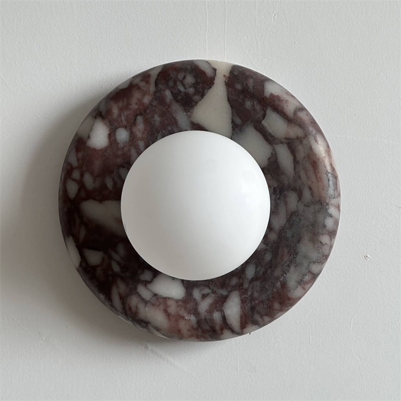 Evenir Modern Minimalist Bvlgari Purple Marble Sconce Wall Lamp - Lamp Copper