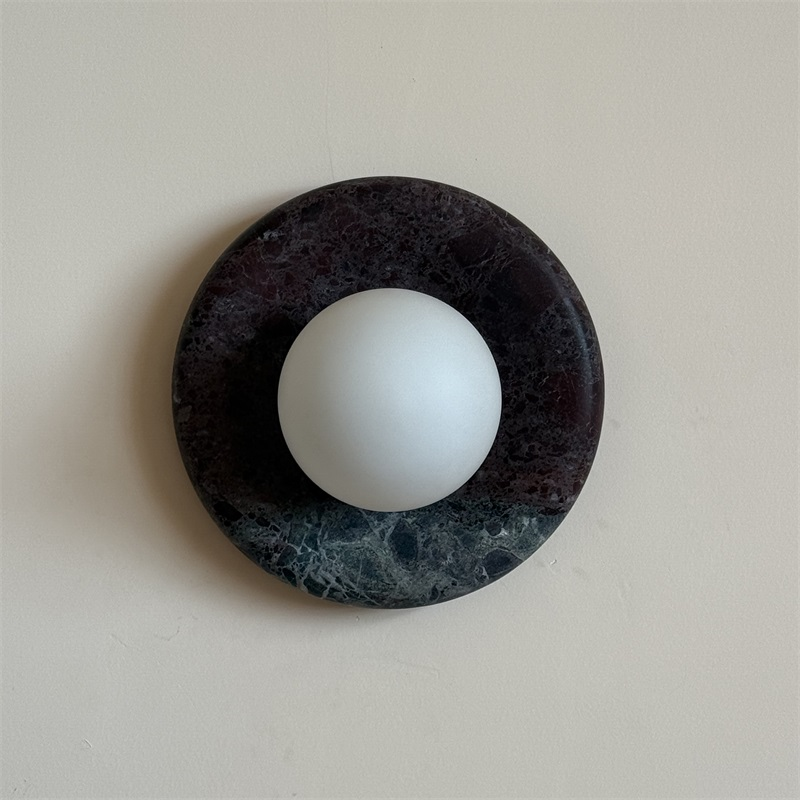 Uzorionis Nordic Art Deep Purple Red Glass Marble Sconce Wall Lamp - Lamp Copper