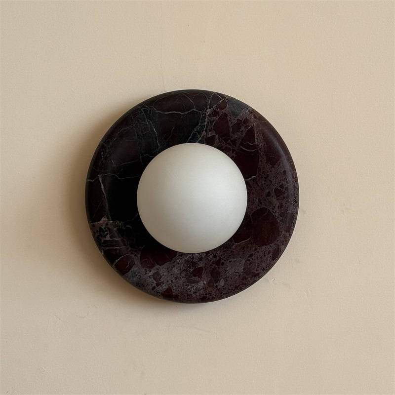 Uzorionis Nordic Art Deep Purple Red Glass Marble Sconce Wall Lamp - Lamp Copper