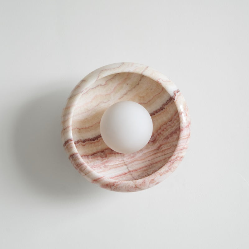 Piedra Modern Minimalist Marble Glass Wall Lamp - Lamp Copper