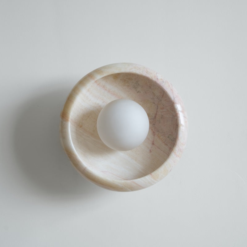 Piedra Modern Minimalist Marble Glass Wall Lamp - Lamp Copper