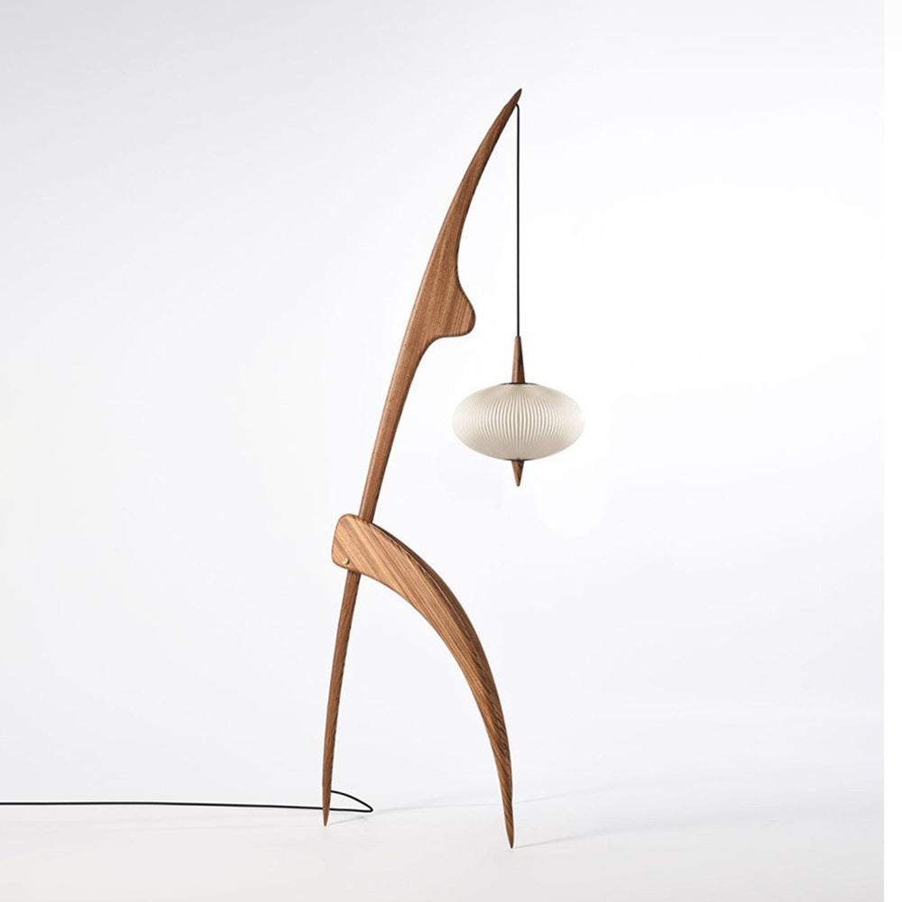 Mira Moderna Diseño Madera/Tela Lámpara de Pie Nogal/Madera