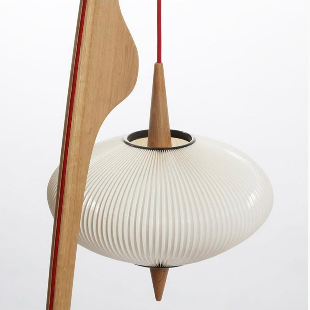 Mira Moderna Diseño Madera/Tela Lámpara de Pie Nogal/Madera