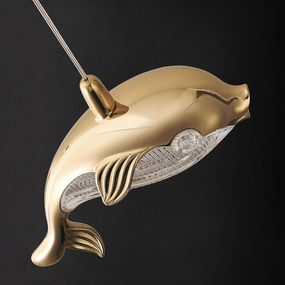 Arisha Diseño Ballena Metal Lámpara Colgante Dorada