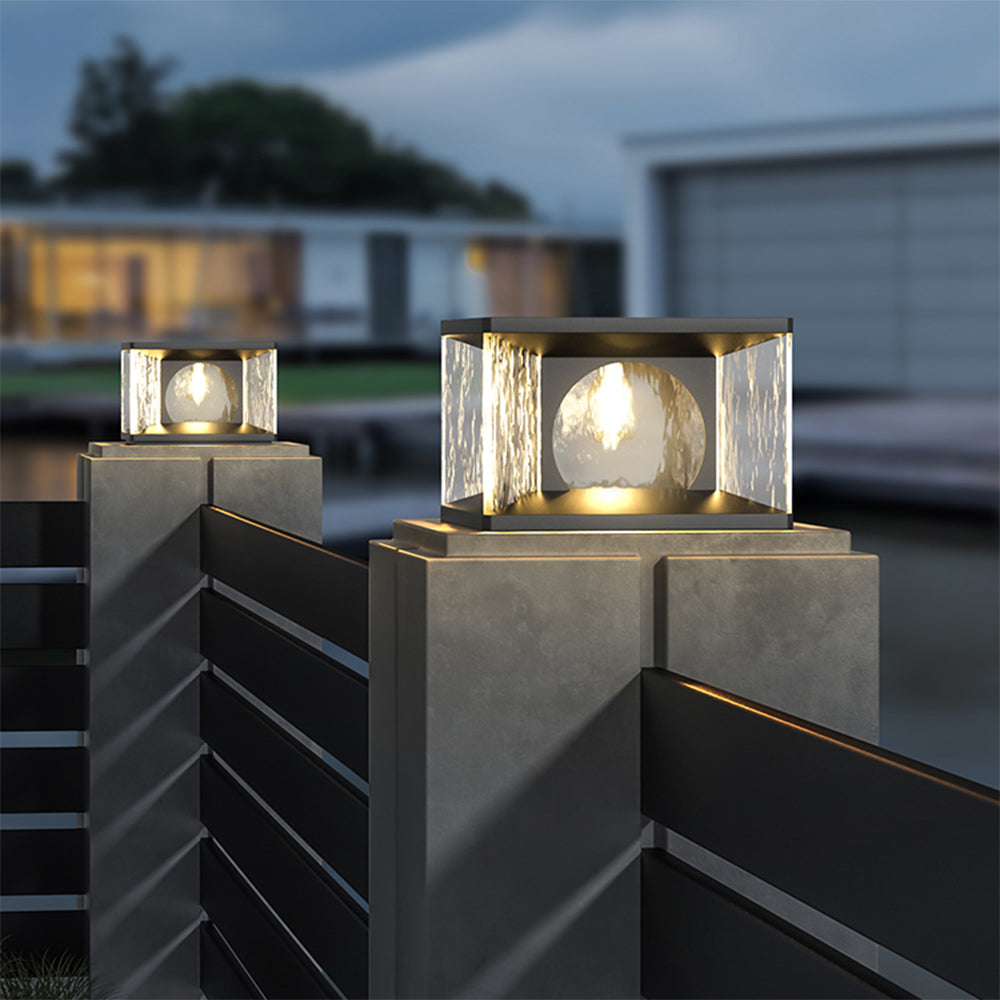 Ray Moderna Lámpara Exterior Cubo Metal Patio Jardín