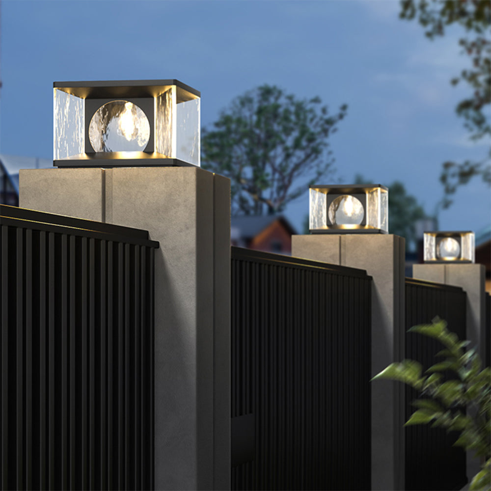 Ray Moderna Lámpara Exterior Cubo Metal Patio Jardín