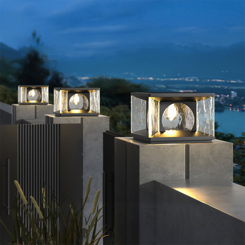 Ray Moderna Lámpara Exterior Cubo Metal Patio Jardín