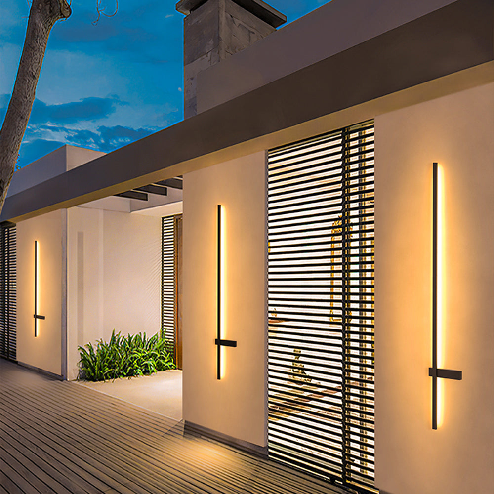 Ray Lámpara de Pared Minimalista Duo-Lineal de Metal para Exteriores Negra