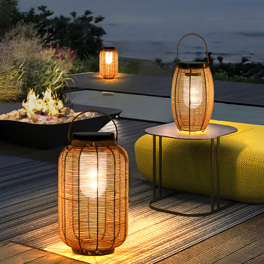 Ray Retro Lámpara Exterior Metal Ratán Patio Jardín