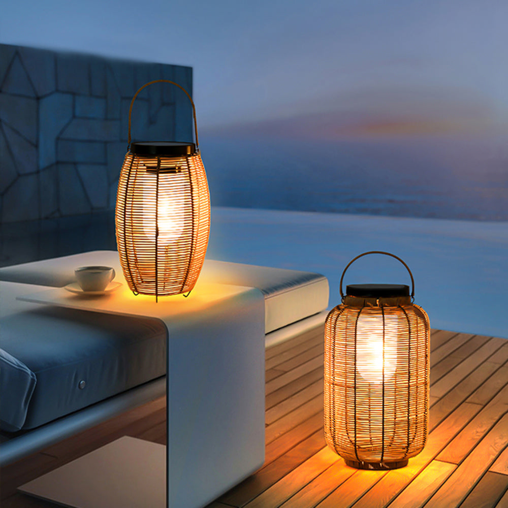 Ray Retro Lámpara Exterior Metal Ratán Patio Jardín
