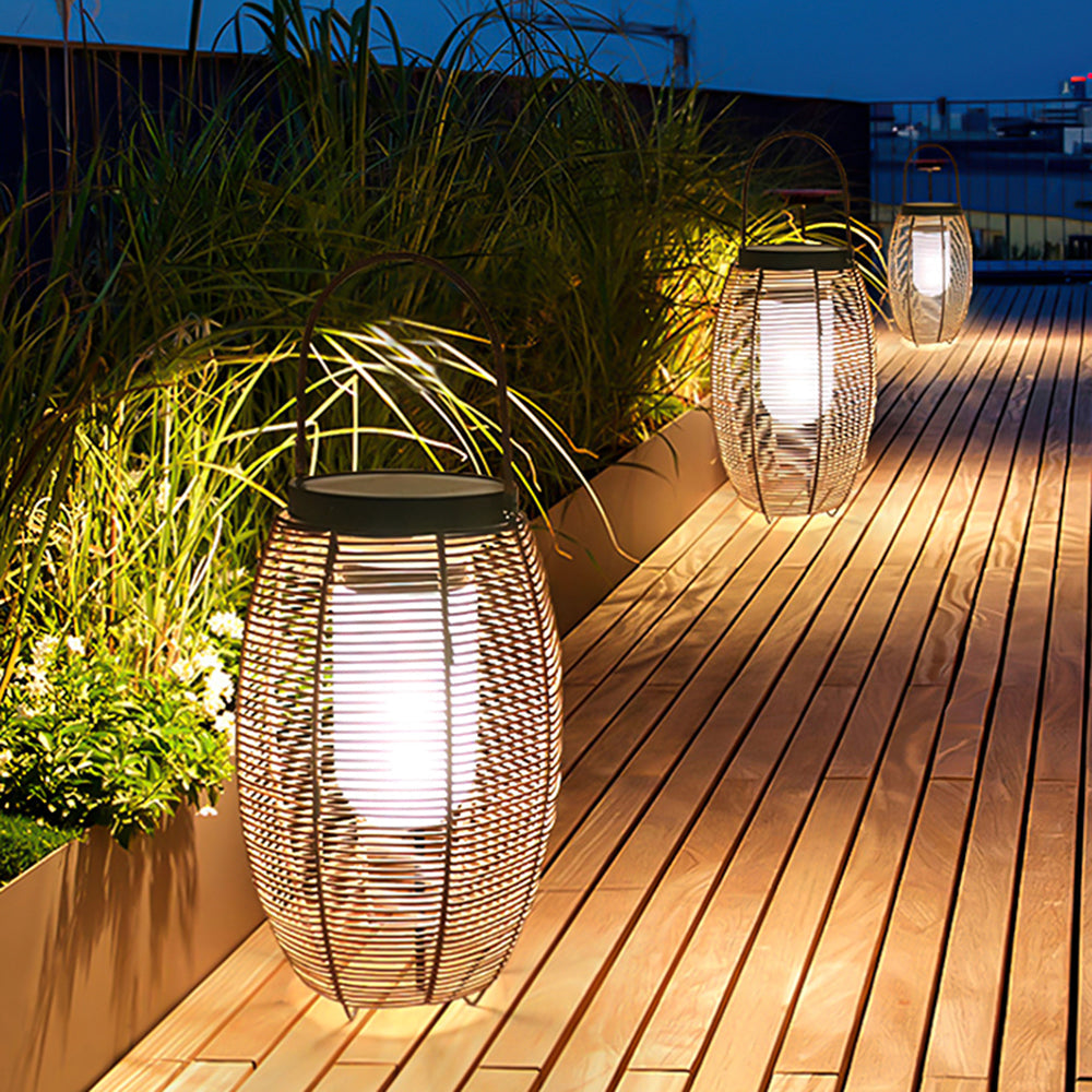 Ray Retro Lámpara Exterior Metal Ratán Patio Jardín