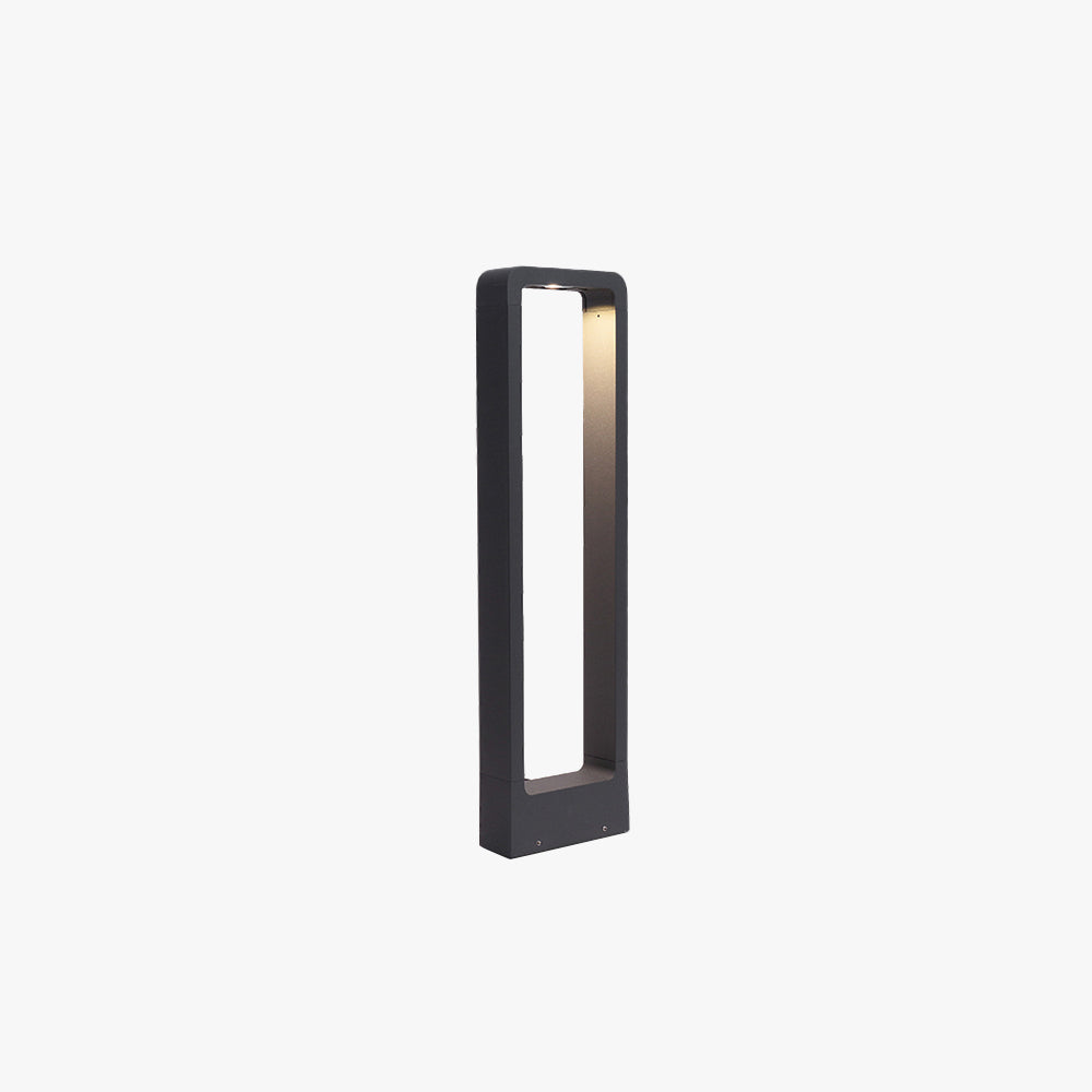 Ray Moderna Lámpara Exterior Rectangular Hueca de Metal, Negra