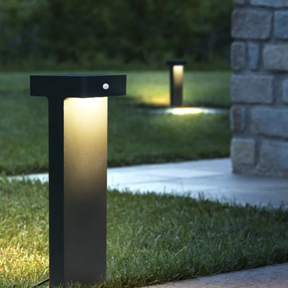 Ray Moderna Lámpara de Pie Exterior Metal Vidrio Patio