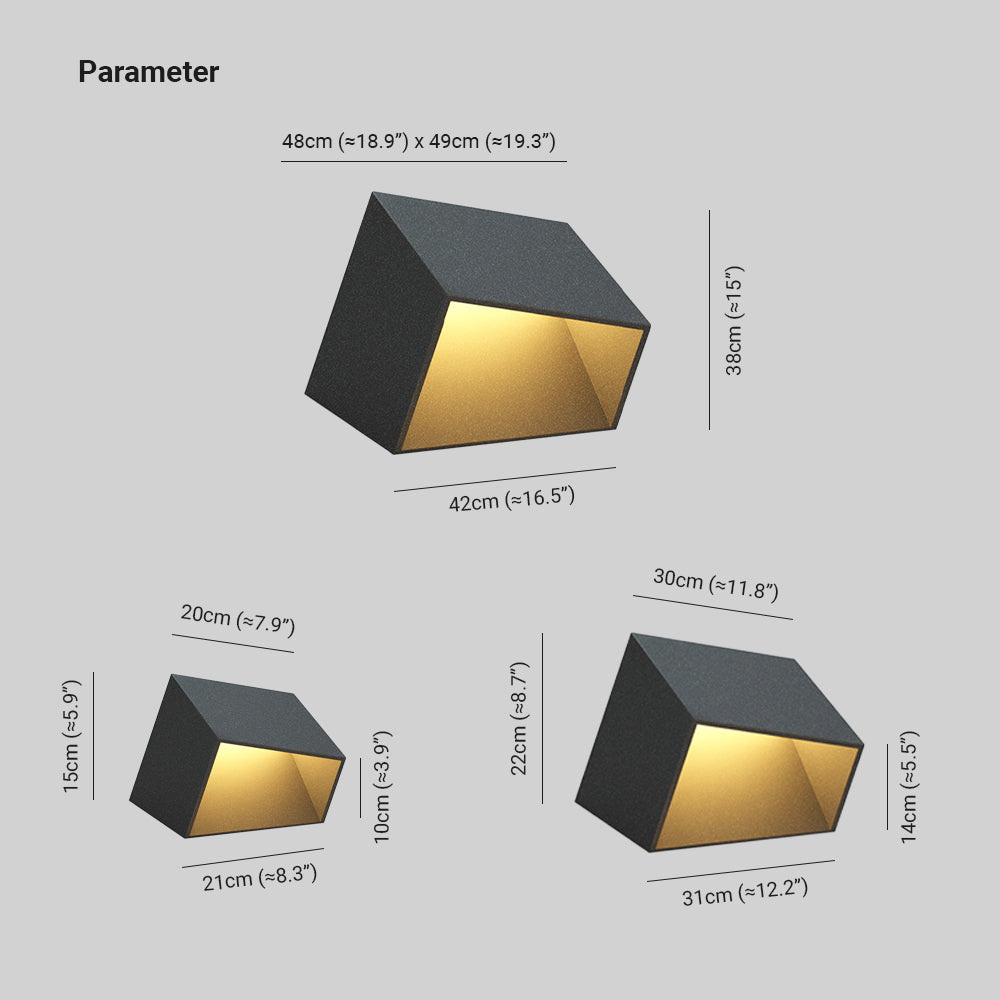 Ray Moderna Trapezoidal Metal/Acrílico Solar Lámpara Exterior, Negro