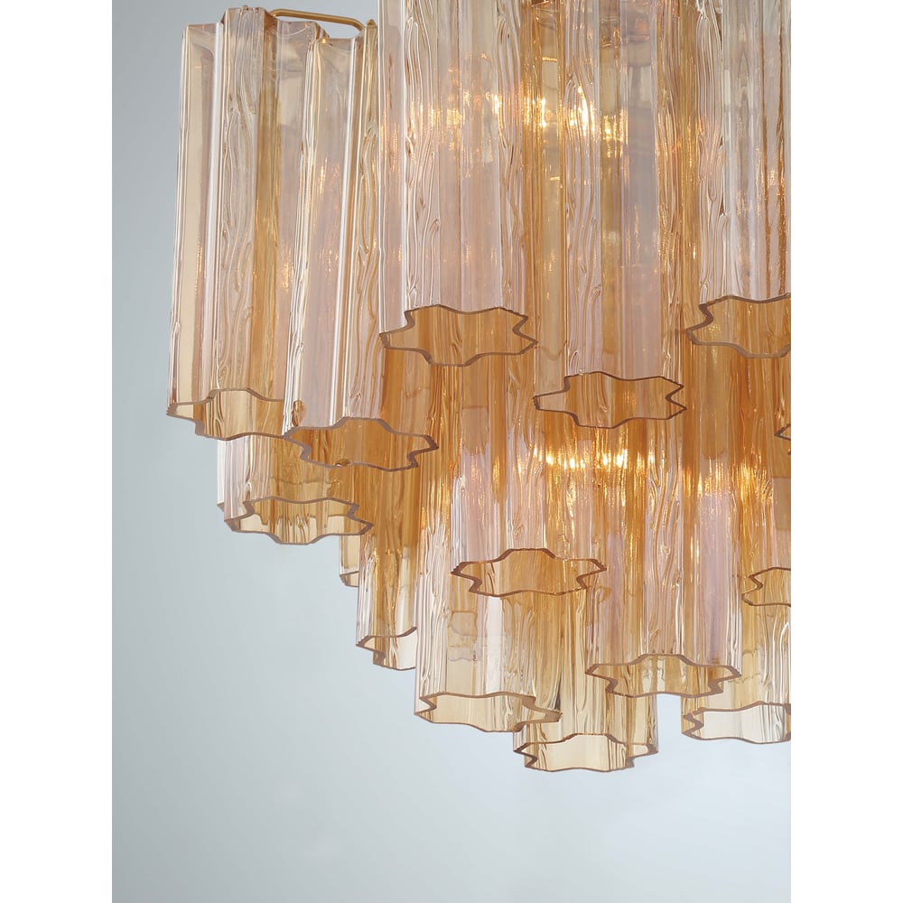 Aurora Murano Chandelier Glass Tube Layered Amber - Letslighting