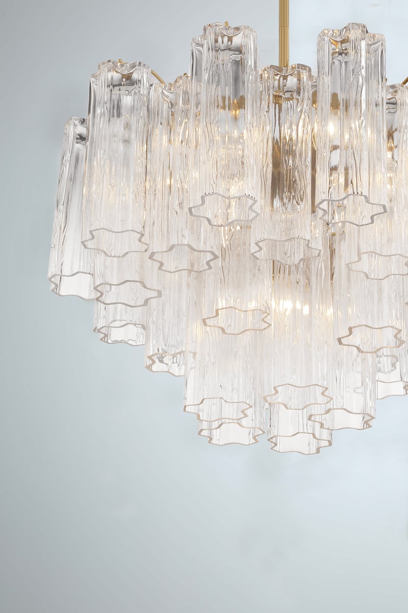 Aurora Murano Chandelier Glass Tube Layered Amber - Letslighting