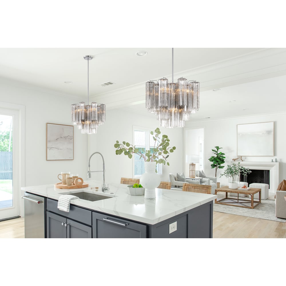 Aurora Murano Chandelier Glass Tube Layered Amber - Letslighting