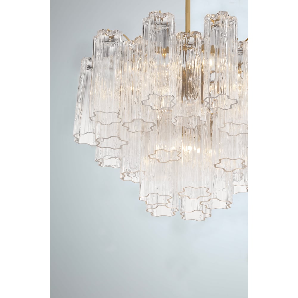 Aurora Murano Chandelier Glass Tube Layered Amber - Letslighting