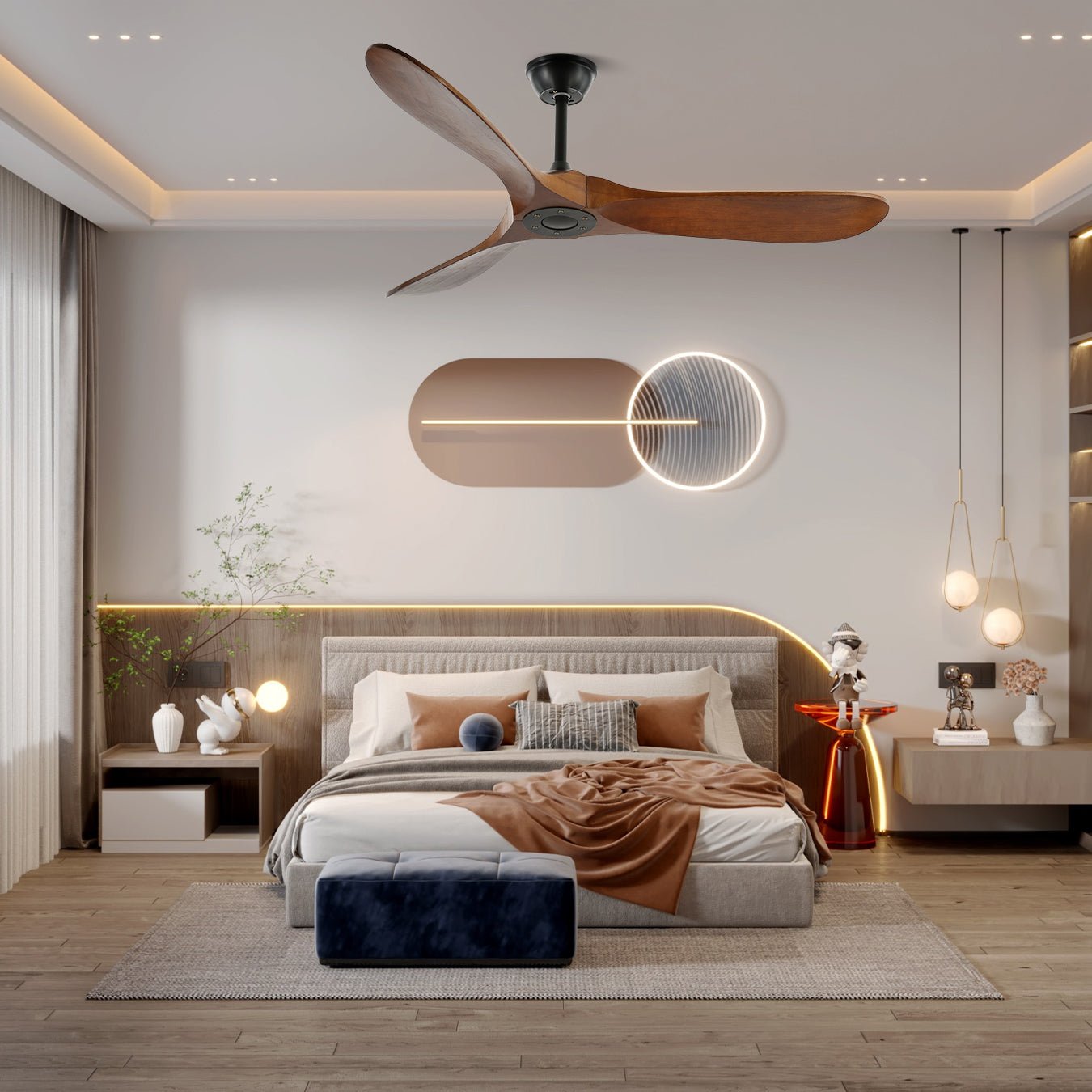 Ventilador de Techo de Madera Aviona con mando a distancia para un manejo sencillo.