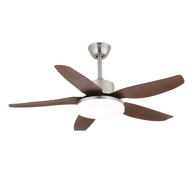 Vista cenital del ventilador de techo Aurefan de madera con luz