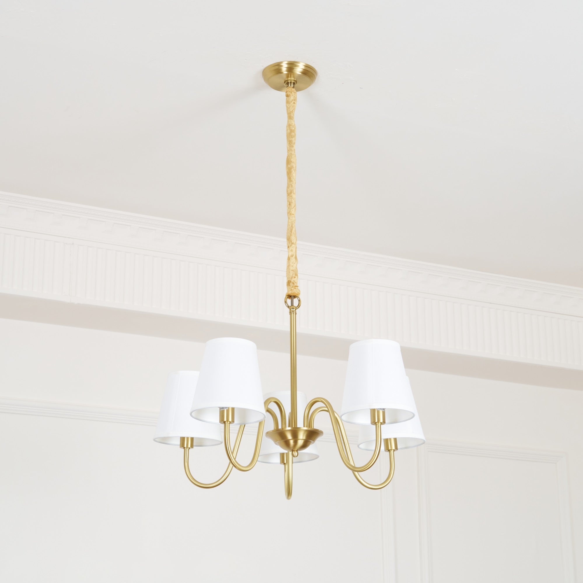 Aged Traditional Stacey Fabric Chandelier - Lamp Copper