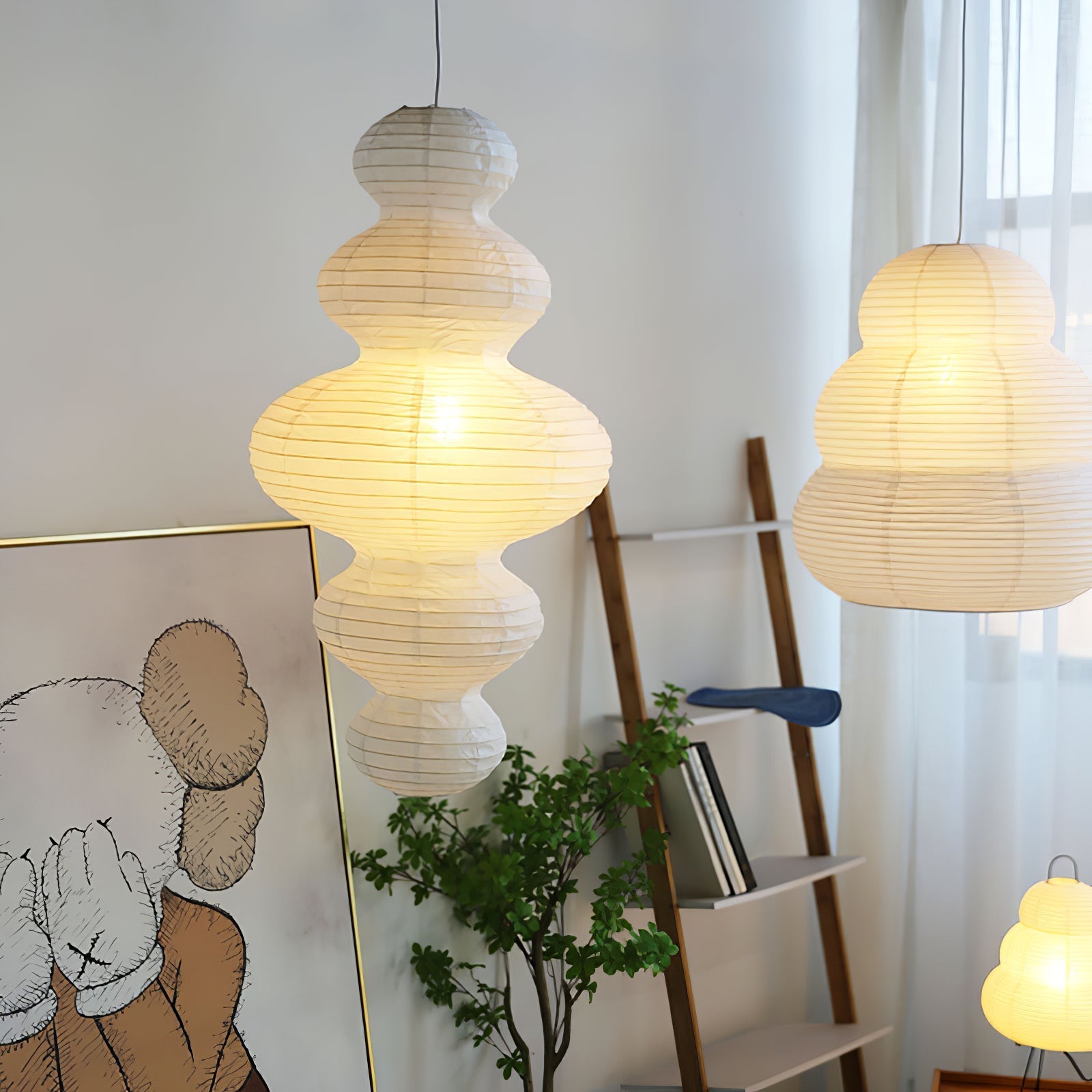 Ritta Lámpara Colgante Escultural de Papel Japonés con Enchufe