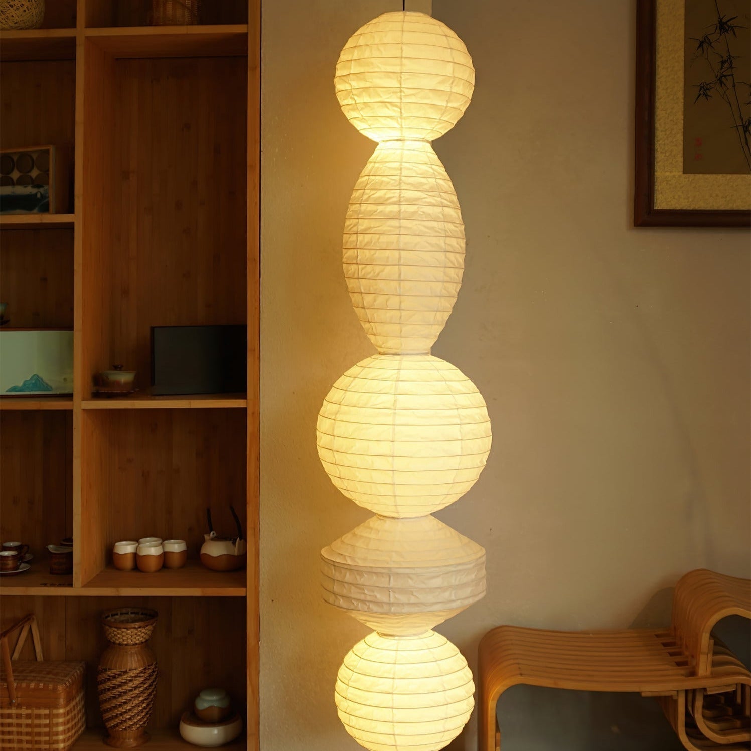 Ritta Lámpara Colgante de Linterna de Papel Estilo Wabi-sabi