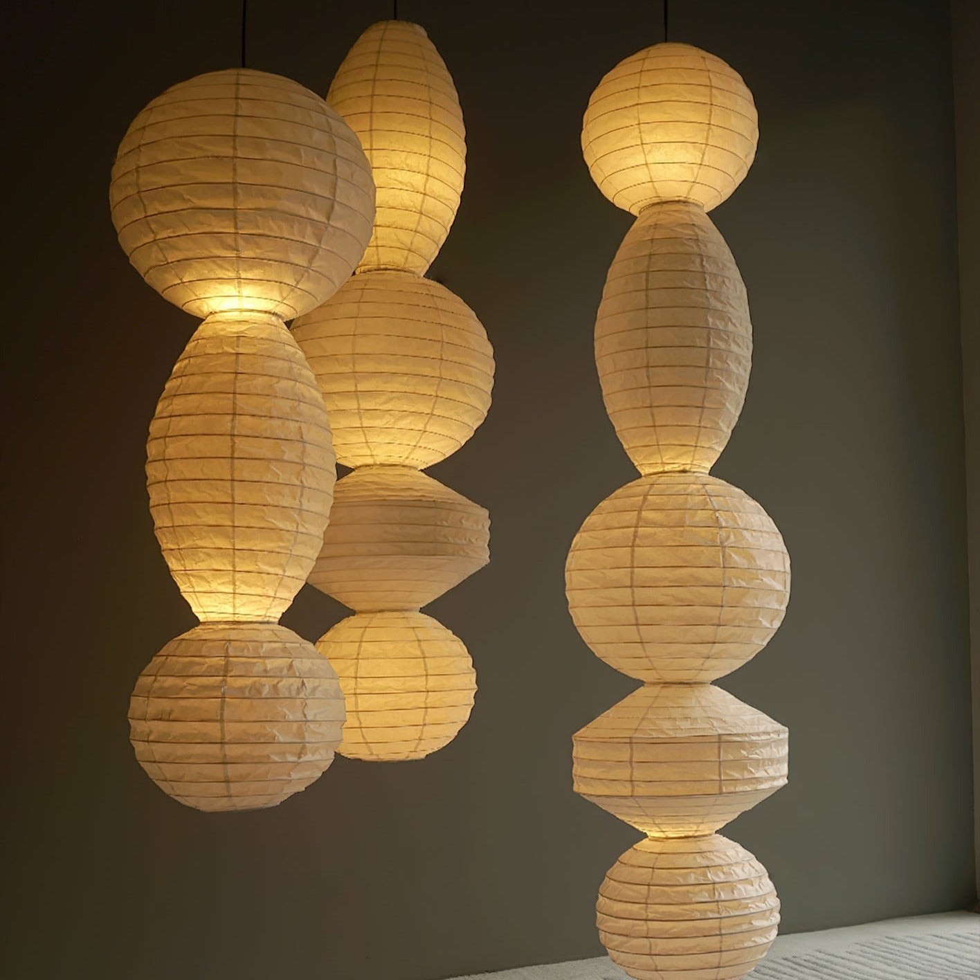 Ritta Lámpara Colgante de Linterna de Papel Estilo Wabi-sabi