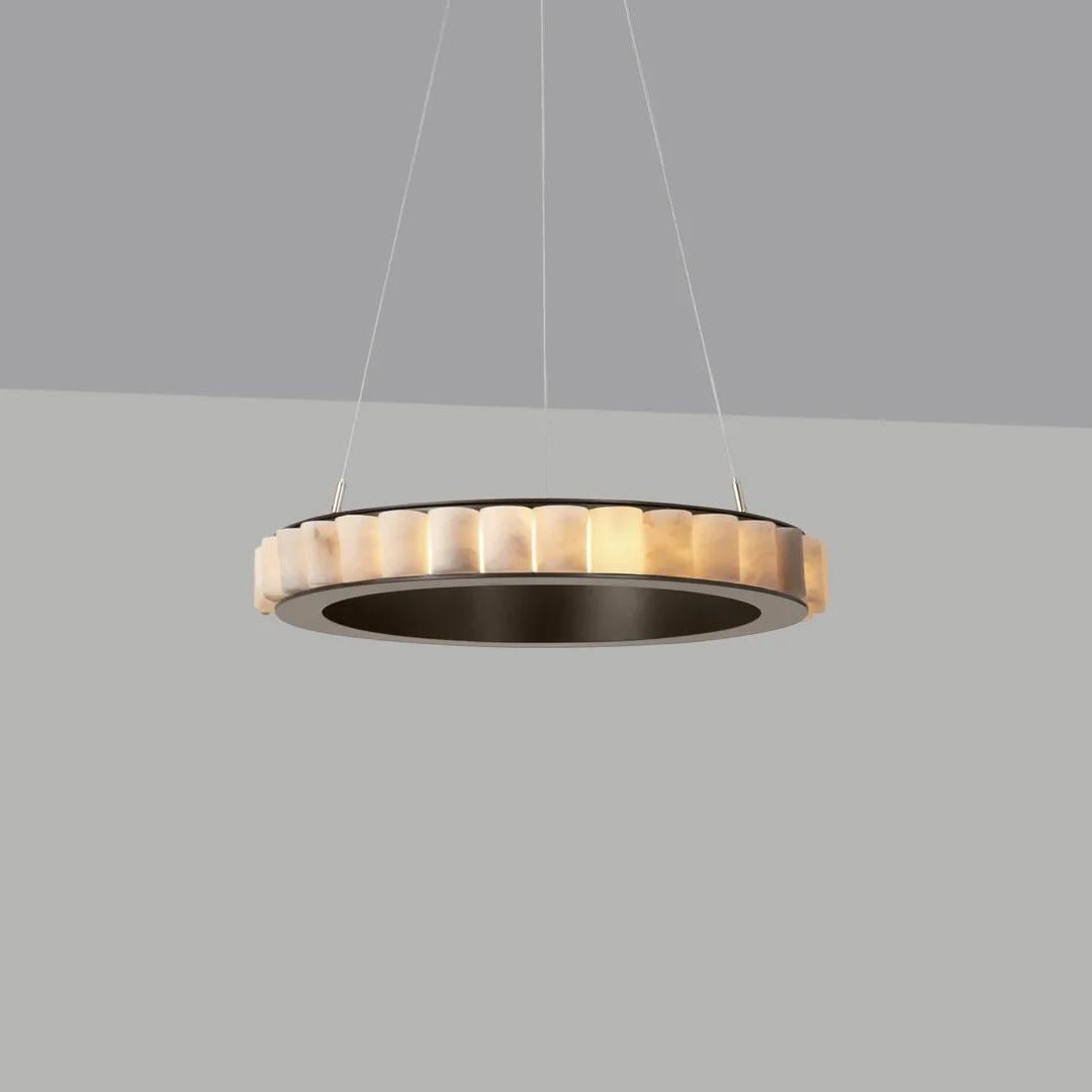 Orion Double Ring Alabaster Chandelier - Letslighting