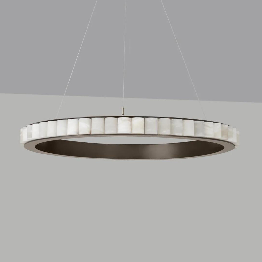 Orion Double Ring Alabaster Chandelier - Letslighting
