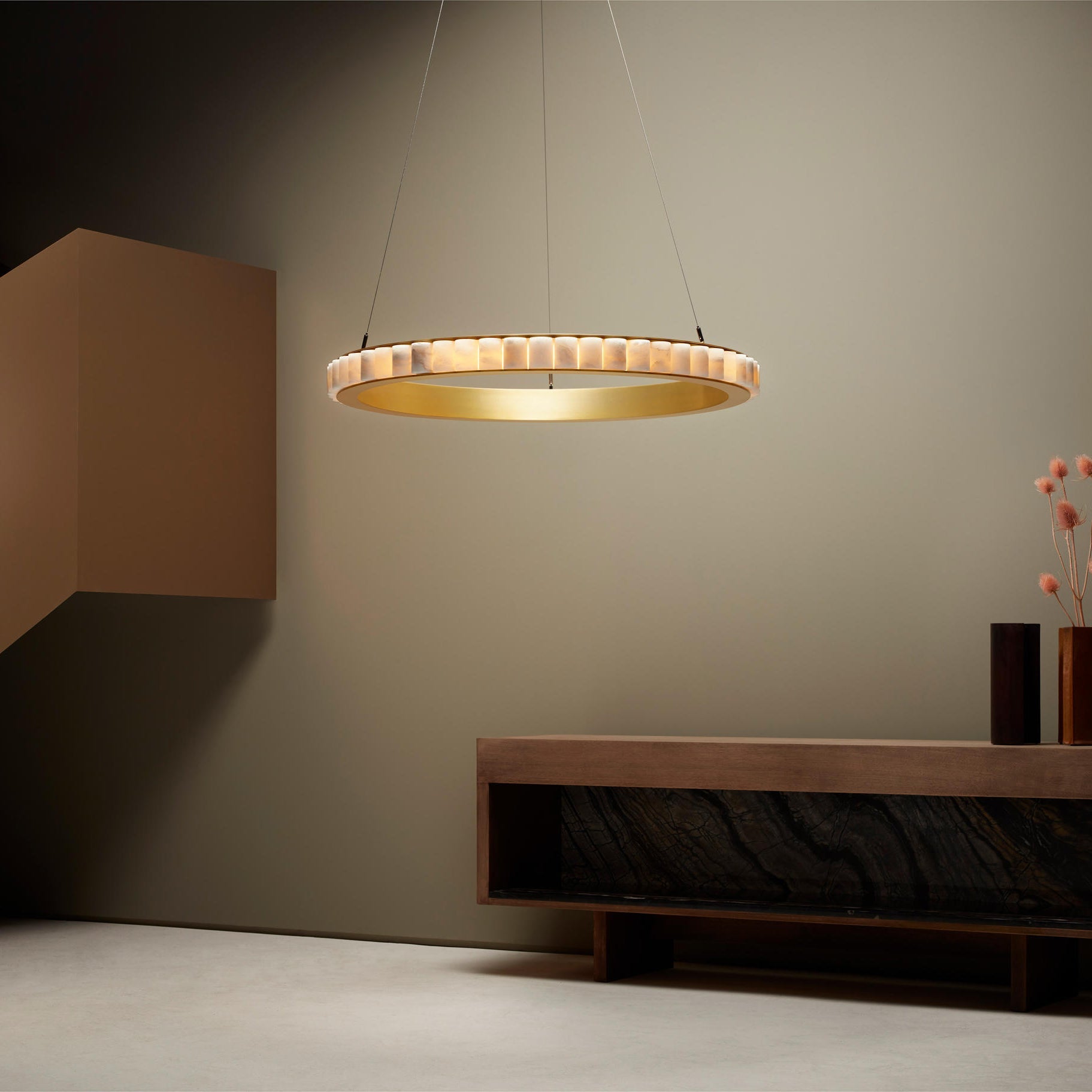 Orion Double Ring Alabaster Chandelier - Letslighting