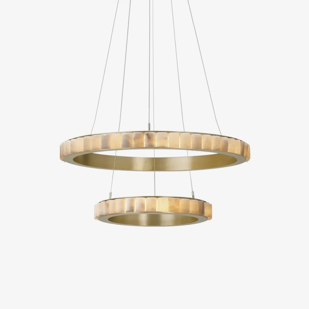 Orion Double Ring Alabaster Chandelier - Letslighting